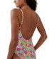 Фото #3 товара Women's Floral-Print Cheeky One-Piece Swimsuit