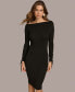 Women's Asymmetric-Neck Rib-Knit Dress Черный, M - фото #5