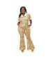 Plus Size 1970s Short Sleeve Wide Leg Jumpsuit