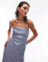 Фото #2 товара Topshop crinkle plisse bandeau maxi dress in blue