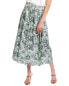 Vince 291005 Painted Floral Smocked Skirt Herb MD (Women's 8-10)