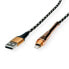 ROLINE 11.02.8923 - 1 m - Lightning - USB A - Male - Male - Black - Gold