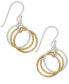 ფოტო #1 პროდუქტის Giani Bernini Tri-Tone Interlocking Circle Drop Earrings in Sterling Silver, Gold-Plated Sterling Silver and Rose Gold-Plated Sterling Silver, Created for Macy's