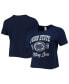 ფოტო #1 პროდუქტის Women's Navy Distressed Penn State Nittany Lions Core Laurels Cropped T-shirt