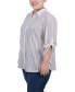 ფოტო #3 პროდუქტის Plus Size 3/4 Roll Tab Sleeve Cotton Blouse