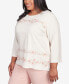 ფოტო #2 პროდუქტის Plus Size English Garden Flower Biadere Embroidery Split Hem Top