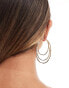 ASOS DESIGN hoop earrings with hammered multi ring detail in gold tone