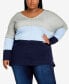 Фото #1 товара Plus Size Sadie Colorblock V-neck Sweater