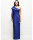 ფოტო #1 პროდუქტის Women's Over d Bow One-Shoulder Satin Column Maxi Dress