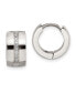 Stainless Steel Polished Crystal Hinged Hoop Earrings