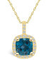 ფოტო #1 პროდუქტის London Blue Topaz (2-3/4 Ct. T.W.) and Diamond (1/4 Ct. T.W.) Halo Pendant Necklace in 14K Yellow Gold