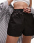 Topshop nylon super mini runner short in black