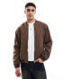 Фото #1 товара ASOS DESIGN oversized bomber jacket in washed brown