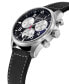 Men's Swiss Chronograph Startimer Pilot Black Leather Strap Watch 44mm