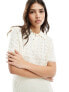 Фото #1 товара ASOS DESIGN knitted polo top with stitch detail in cream