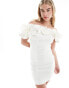 Фото #3 товара Y.A.S Bridal ruffle off the shoulder mini dress in white