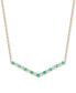 ფოტო #1 პროდუქტის Emerald (1/2 ct. t.w.) & Diamond (1/20 ct. t.w.) Chevron 16" Statement Necklace in 14k Gold-Plated Sterling Silver