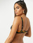 ASOS DESIGN fuller bust picot trim crop panelled bikini top in enchanted floral print dd-g