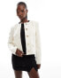 River Island crop boucle trophy jacket in cream