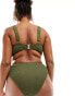 Фото #3 товара South Beach Curve knot front high waist crinkle bikini bottom in sage green