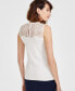 Фото #2 товара Women's Serenity-Knit Lace-Yoke Sleeveless Top