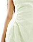 Forever New Petite asymmetrical linen tie back midi dress in lime green Зеленый, 32 - фото #3