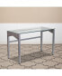 Фото #3 товара Contemporary Clear Tempered Glass Desk With Geometric Sides And Silver Frame