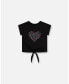 ფოტო #1 პროდუქტის Girl Organic Cotton T-Shirt With Knot Black - Toddler|Child