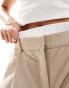 Фото #2 товара Pimkie tailored boxer trim straight leg trousers in beige