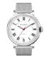 ფოტო #1 პროდუქტის White Dial with Silver Tone Steel and Silver Tone Steel Mesh Watch 44 mm