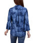 ფოტო #2 პროდუქტის Women's 3/4 Bell Sleeve Pleat Front Y-neck Top