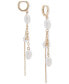 Gold-Tone Pearl & Chain Charm Hoop Earrings