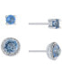 ფოტო #3 პროდუქტის 2-Pc. Set Crystal & Cubic Zirconia Solitaire & Halo Stud Earrings, Created for Macy's