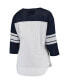 ფოტო #2 პროდუქტის Women's White and College Navy Seattle Seahawks First Team Three-Quarter Sleeve Mesh T-shirt