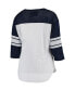 Фото #2 товара Women's White and College Navy Seattle Seahawks First Team Three-Quarter Sleeve Mesh T-shirt