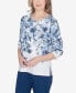 Classic Floral Shimmer Three Quarter Sleeve Top