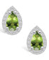 ფოტო #3 პროდუქტის Peridot (1-7/8 ct. t.w.) and Diamond (1/3 ct. t.w.) Halo Stud Earrings in 14K White Gold