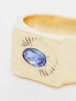 Topshop blue stone etched signet ring in gold