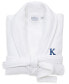 Фото #1 товара Personalized 100% Turkish Cotton Waffle Terry Bathrobe with Satin Piped Trim - Dark Gray