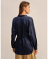 ფოტო #3 პროდუქტის Women's Loungeful Split Neck Silk Shirt