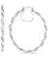 ფოტო #1 პროდუქტის Crystal Pavé Twist Style Oval Hoop Earrings