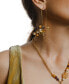 ფოტო #3 პროდუქტის 18k Gold-Plated Mixed Gemstone Honeycomb & Chain Drop Earrings