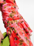 Фото #3 товара ASOS DESIGN wrap front chiffon mini dress with ruched side and peplum hem in pink floral