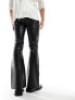 Фото #5 товара ASOS DESIGN flared trouser with split hem and popper detail in black leather look