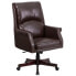 Фото #4 товара High Back Pillow Back Brown Leather Executive Swivel Chair With Arms