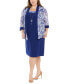 ფოტო #6 პროდუქტის Plus Size Floral-Print Jacket and Contrast-Trim Sleeveless Dress