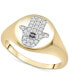 Фото #1 товара White Diamond (1/6 ct. t.w.) & Black Diamond Accent Hamsa Hand Ring in 14k Gold, Created for Macy's