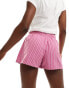 Stradivarius STR linen look pull on short in pink stripe