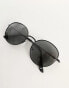 River Island flat round sunglasses in black