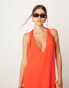 ASOS EDITION twist shoulder detail maxi dress with drop waist in red